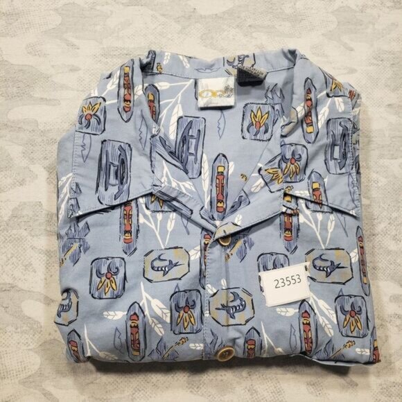 Ocean Pacific Sport Hawaiian‎ Shirt Mens Medium Blue Short Sleeve Button Aloha - Picture 10 of 10